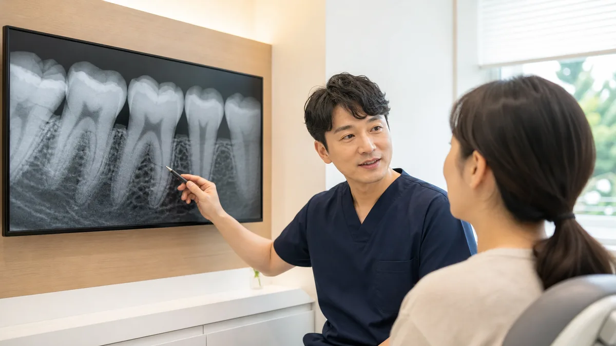 엑스레이로 충치와 신경 사이 거리를 확인
