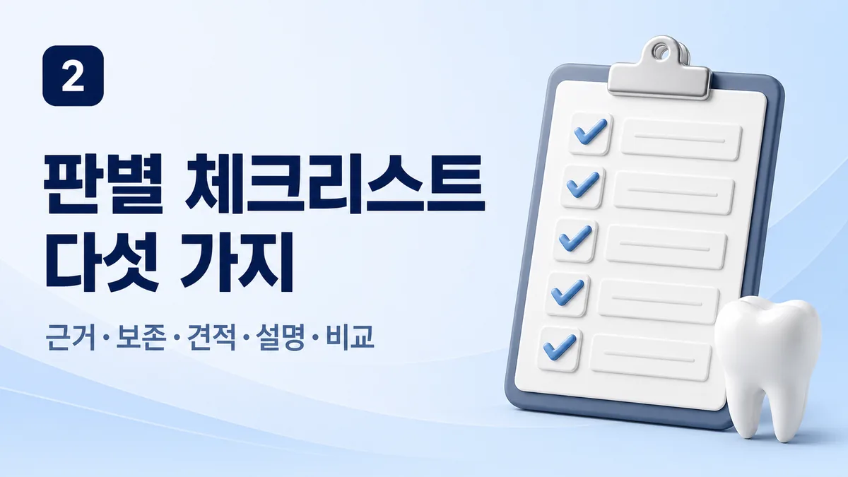 치과 판별 체크리스트 다섯 가지, 근거·보존·견적·설명·비교