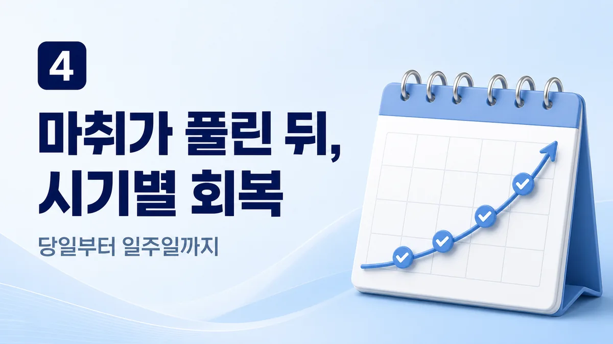 마취가 풀린 뒤 시기별 회복 — 당일부터 일주일까지