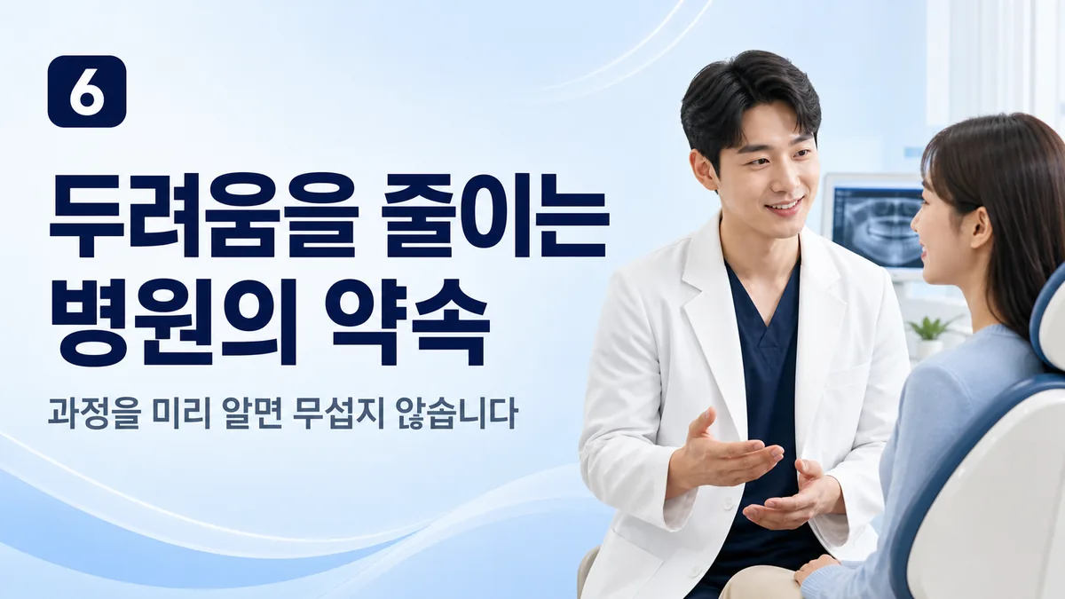 두려움을 줄이는 병원의 약속 — 과정을 미리 알면 무섭지 않습니다