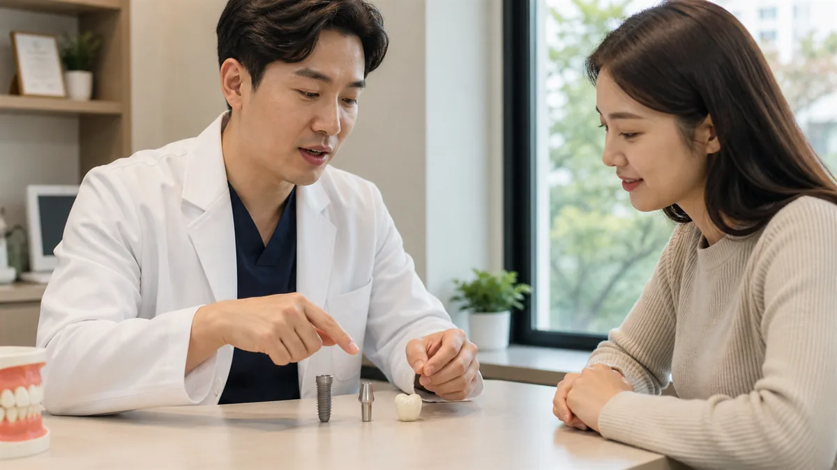 임플란트는 세 부품의 조립 구조라는 점을 모형으로 설명합니다