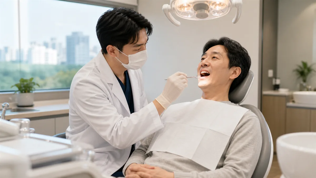 증상이 없어도 연 1회 임플란트 정기 점검을 받습니다