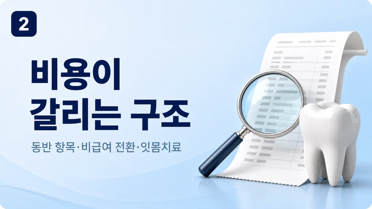 스케일링 비용이 갈리는 구조, 동반 항목·비급여 전환·잇몸치료