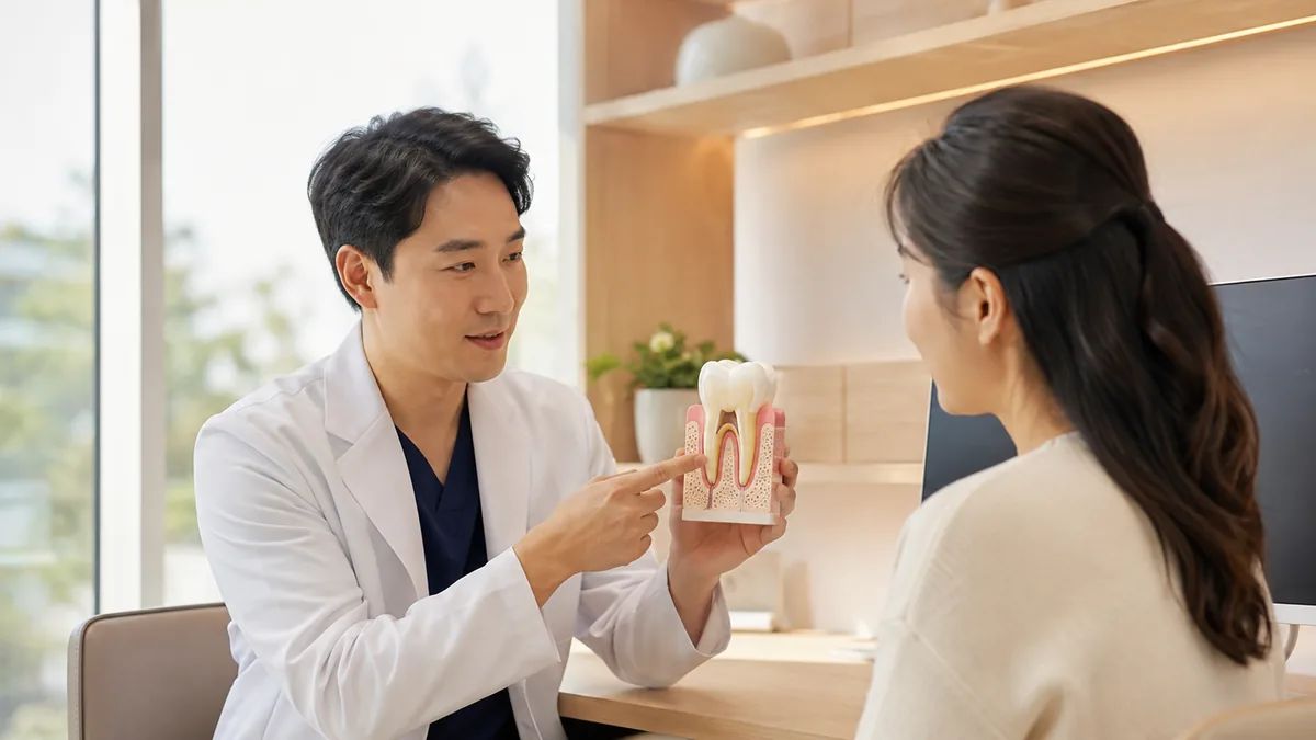 뿌리 바깥 조직의 감각은 살아 있어 회복기 통증이 생깁니다