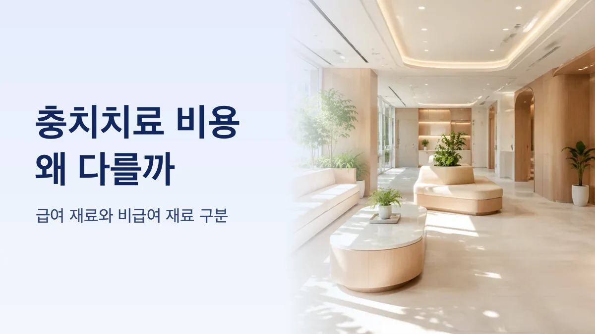 충치치료 재료별 급여 여부를 비교한 그림