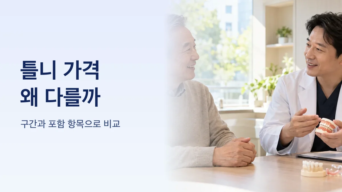 틀니 가격 구간과 포함 항목을 나눈 그림