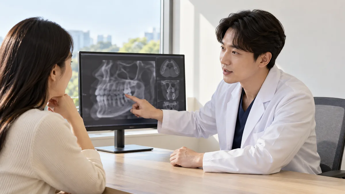 앞니는 입술 쪽 뼈벽 상태를 CT로 먼저 확인합니다